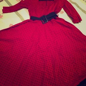 Hell bunny vixen red polka dot timeless dress XL